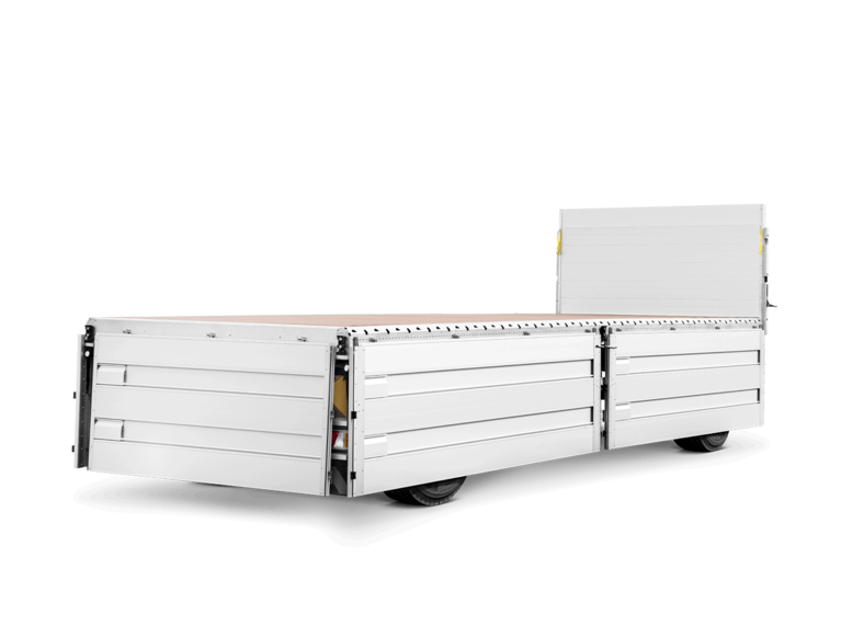 Baustoffanhänger Humbaur HD18 mit drei heruntergeklappten Bordwänden | © Humbaur GmbH