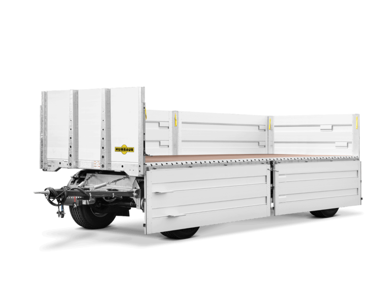 Baustoffanhänger Humbaur HD18 mit einer heruntergeklappten Bordwand | © Humbaur GmbH