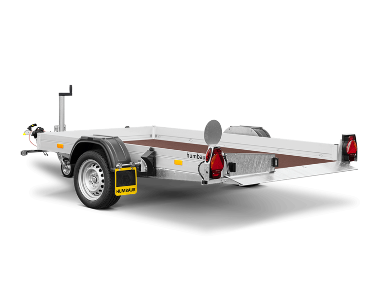 HKT, Ein Einachs Universaltransporter mit Holzboden, Hinten Links | © Humbaur GmbH