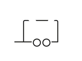 Icon eines stilisierten Anhängers zwei Pfeile deuten schnelles ein- und ausladen an.